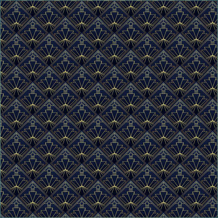 Abstract Deco Seamless Blue and Golden patternの写真素材