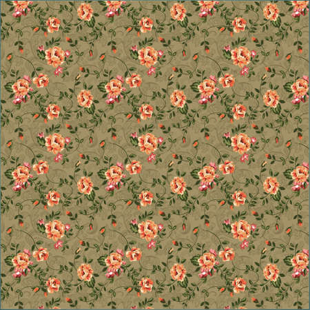 Illustration Flower ditsy Classic Rose patternの写真素材