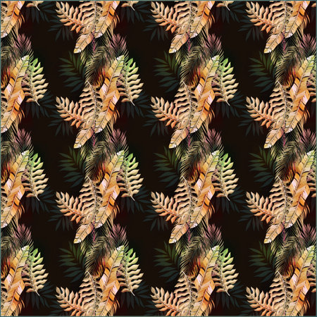 Illustration Abstract tropical plants Seamless Patternの写真素材