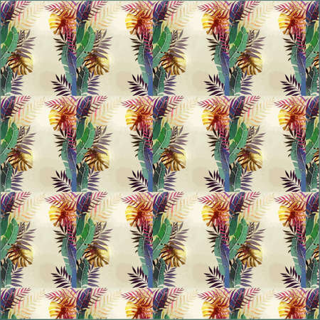 Illustration Abstract tropical plants patternの写真素材