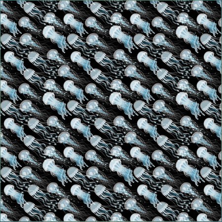 Illustration Seamless glowing jellyfish patternの写真素材