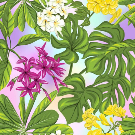 Illustration Seamless Pattern with tropical wallpaperの写真素材