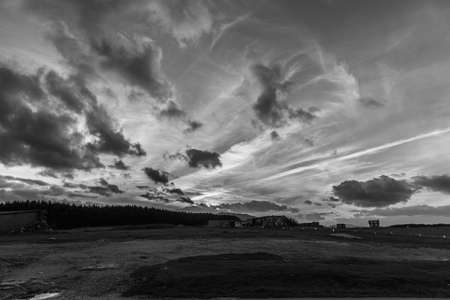 mixed clouds on an intense windy autumnal dayの写真素材