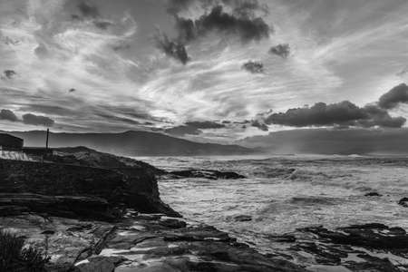 swell in the Galician coasts with big wavesの写真素材