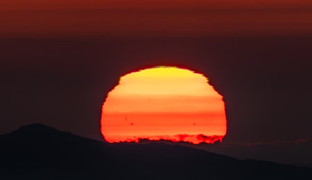 Sunset at the top of Mount Etna, Sicily, Italyの写真素材