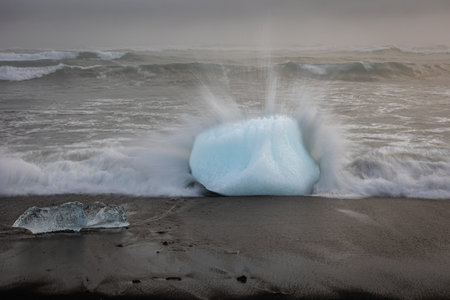 Icebergs in Jokulsarlon glacier lagoon, Iceland