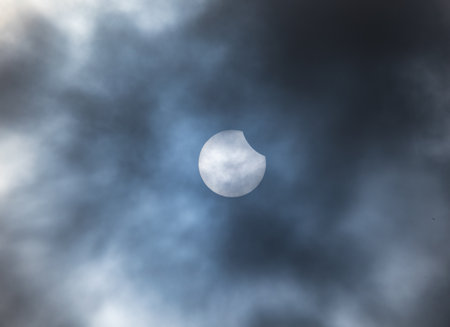 Cloudy sky with full moon, natural background. Space for text