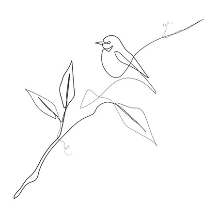 Vector Illustration of Beautiful Bird Line Art Drawing. Good for Cover, Poster, T-Shirt, Graphic Design Print, and others.のイラスト素材