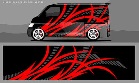 Van livery graphic vector. abstract grunge background design for vehicle vinyl wrap and car brandingのイラスト素材