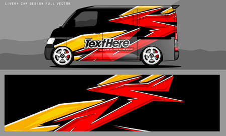Van livery graphic vector. abstract grunge background design for vehicle vinyl wrap and car brandingのイラスト素材