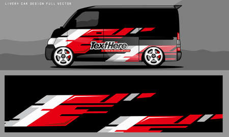 Van livery graphic vector. abstract grunge background design for vehicle vinyl wrap and car brandingのイラスト素材