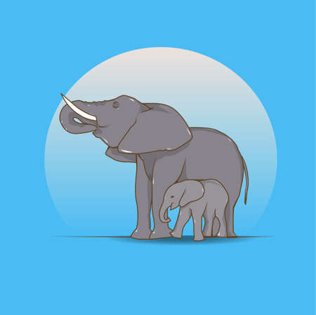 an elephant and a childのイラスト素材