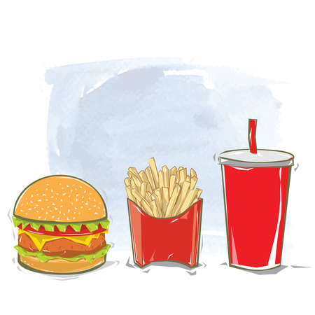 fast food vector, american foodのイラスト素材