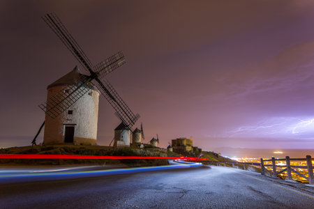 Windmill in Consuegra, Toledo, Castilla la Mancha, Spainの写真素材
