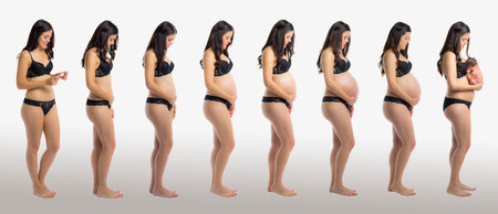 3D Render of a Pregnant Woman in Different Posesの写真素材