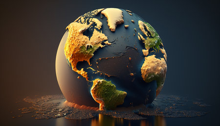 The Urgent Need to Protect Our Planet: 3D Earth Highlighting Human Impact. Generative AI.の素材