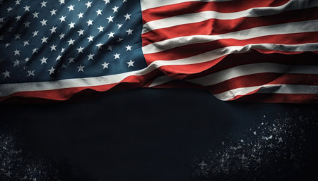 Bold and Beautiful: Background Template for Independence Day with American Flag and Striking Text Space. Generative AI.の素材