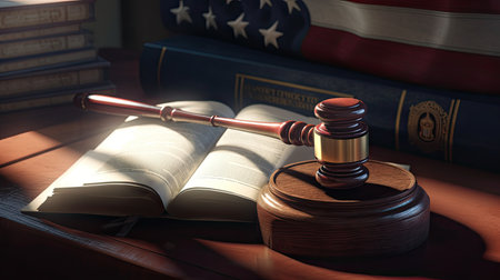 Honoring the Rule of Law: A Background for Law Day with the United States Flag. Generative AI.の素材