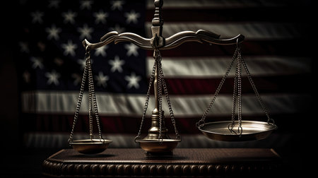 Justice and Freedom: A Patriotic Background for Law Day. Generative AI.の素材