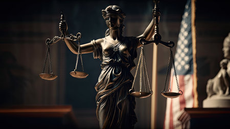 Celebrating the Legal Profession: A Background for Law Day with the United States Flag. Generative AI.の素材