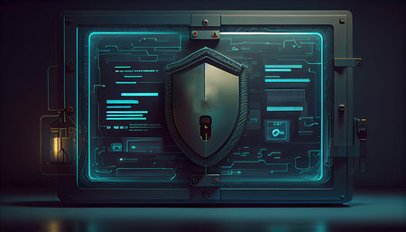 Secure Your Digital World: World Password Day Background with a High-Tech Lock and Strong Password. Generative AI.の素材