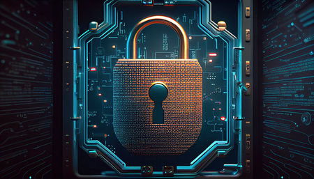 Secure Your Digital World: World Password Day Background with a High-Tech Lock and Strong Password. Generative AI.の素材