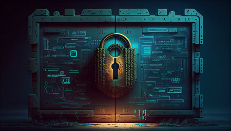 Secure Your Digital World: World Password Day Background with a High-Tech Lock and Strong Password. Generative AI.の素材