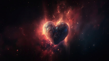 Love Across the Universe: A Heart-Shaped Planet Celebrates Global Love Day. Generative AI.の素材