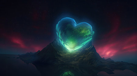 The Beauty and Wonder of Love: An Illustration of a Heart-Shaped Planet for Global Love Day. Generative AI.の素材