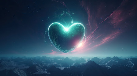 The Beauty and Wonder of Love: An Illustration of a Heart-Shaped Planet for Global Love Day. Generative AI.の素材