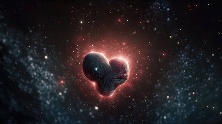 Love in the Universe: A Breathtaking View of a Heart-Shaped Planet for Global Love Day. Generative AI.の素材