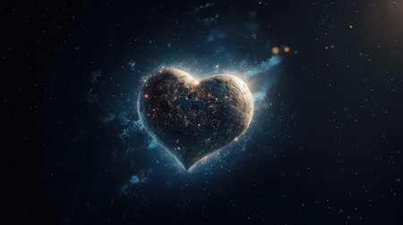 Love for our Planet: Heart-Shaped Earth in Space. Generative AI.の素材