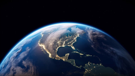Preserving our Home Planet: National Space Day Background with a Powerful Message of Environmental Stewardship. Generative AI.の素材