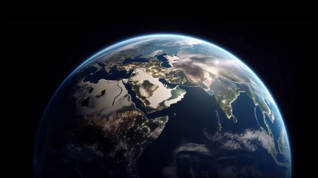 Preserving our Home Planet: National Space Day Background with a Powerful Message of Environmental Stewardship. Generative AI.の素材