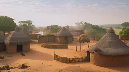 Preserving African Culture: A Heritage Site at the Heart of a Nostalgic Village. Generative AI.の素材