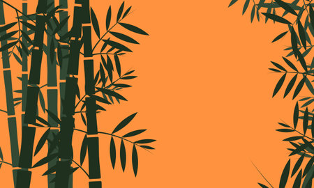 Bamboo tree frame illustration background with copy space area in the middleのイラスト素材