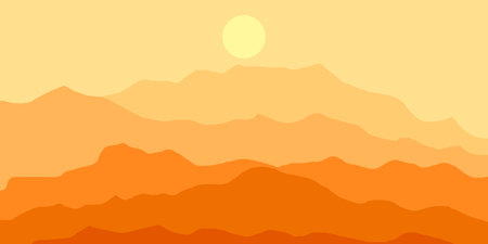 landscape illustration design in arid mountains with hot weather. vector EPS 10.のイラスト素材