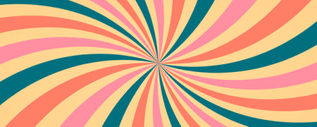wide vintage colorful spiral line pattern sunburst backgroundのイラスト素材