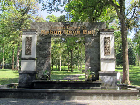 The gate welcome in the middle of Bali Botanical Gardensの写真素材