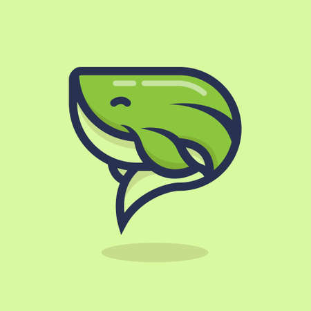 Cute and adorable green whale illustrationのイラスト素材