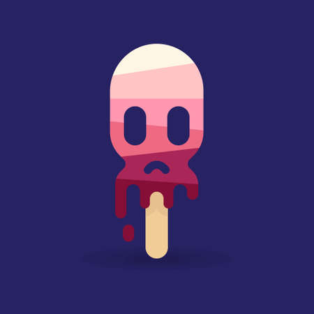 Illustration of ice cream in the shape of a skull headのイラスト素材