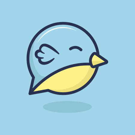 Illustration of a bird with a cute and adorable chat balloon shapeのイラスト素材