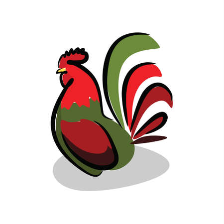 illustration of a rooster crowingのイラスト素材
