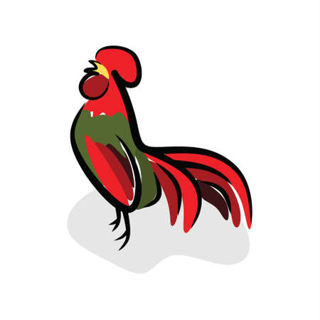 illustration of a rooster crowingのイラスト素材