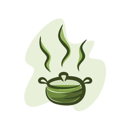 Illustration of hot green tea in a hot potのイラスト素材