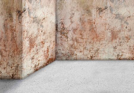 Empty corner of a dirty grungy vintage background. Interior urban streetの写真素材