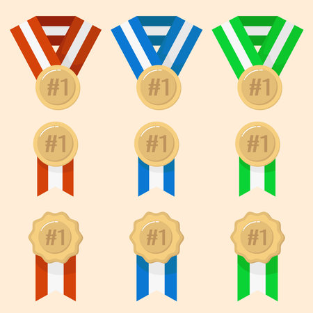 vector set of medal, certificate elements collection in flat styleのイラスト素材