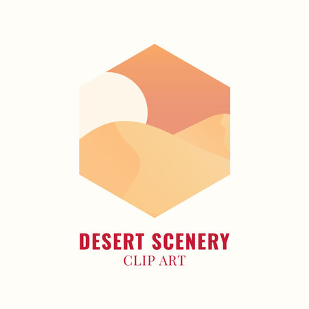 flat design desert clipart vector designのイラスト素材