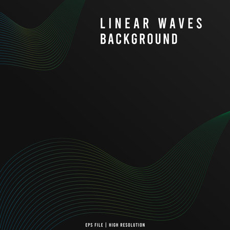 Green Gradient Linear Waves on Dark Backgroundのイラスト素材