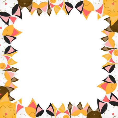 stacked cat face frame design in vectorのイラスト素材